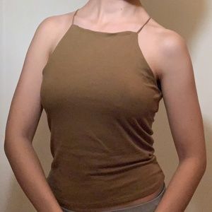 NWT Trendy Halter Tank Top In Brown- Size Small